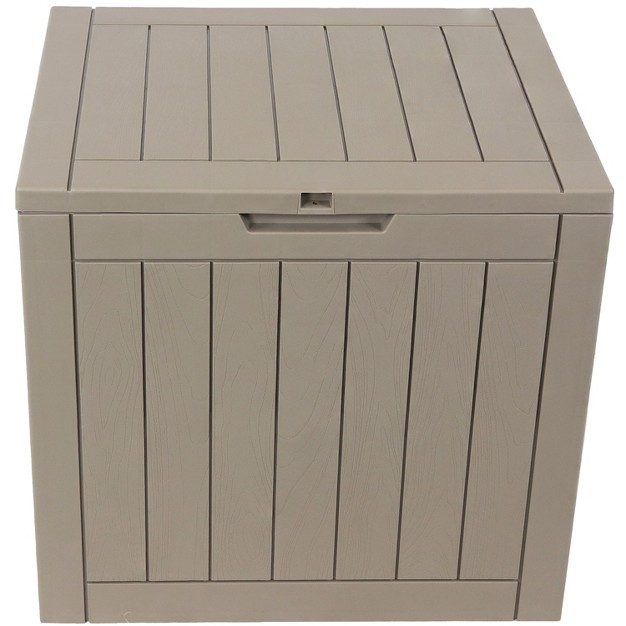 Sunnydaze Lockable Outdoor Small Deck Box With Storage And Side Handles 32 gal