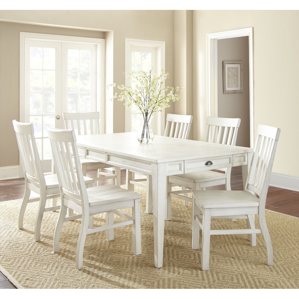 Cottonville White Wood 80 inch Storage Dining Table by Greyson Living   Antique White