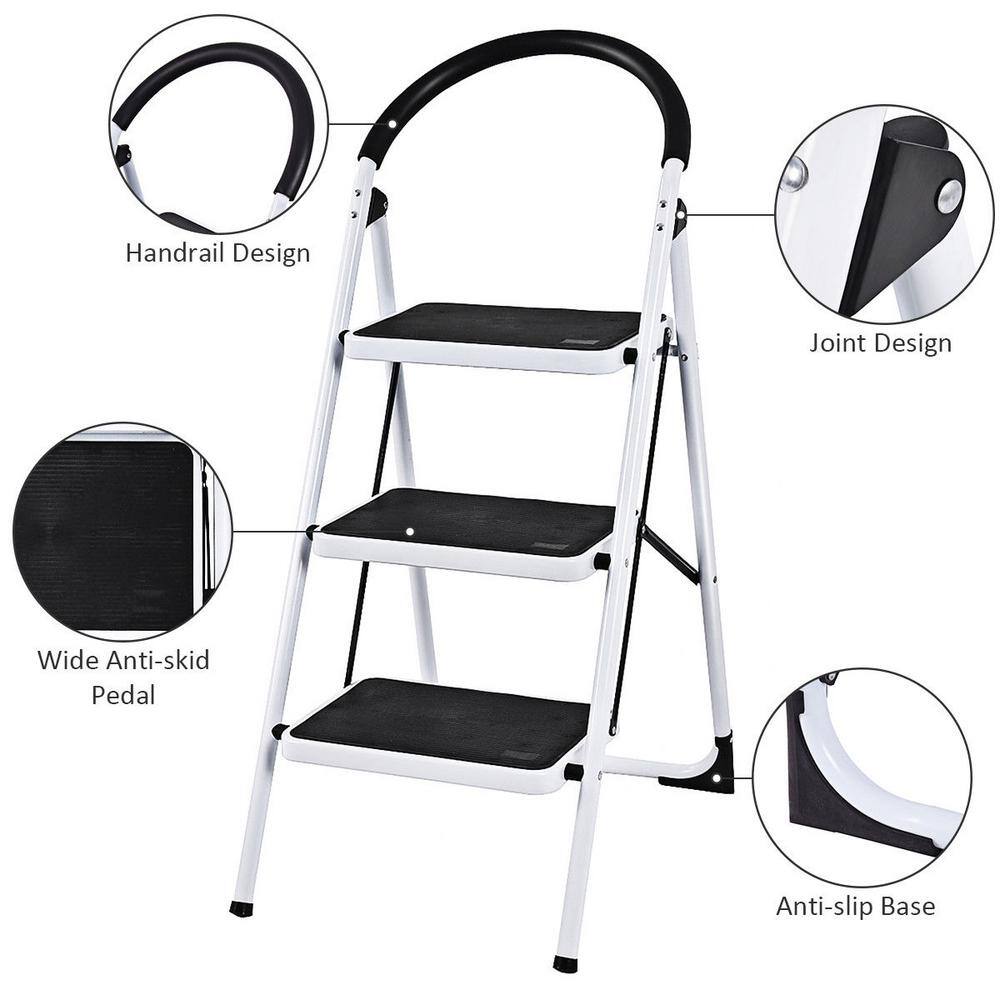 ANGELES HOME 3.54 ft. Metal Step Ladder 330 lbs. Load Capacity 5 ft. Reach Height M35-8TL310