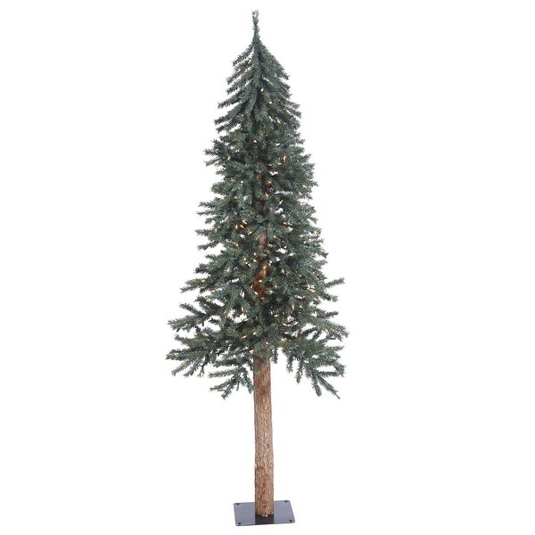 Vickerman 6' Natural Bark Alpine Artificial Christmas Tree，Clear Duralit Lights