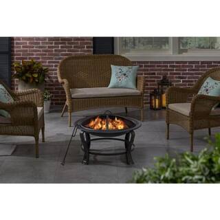 StyleWell Ashcraft 30 in. Outdoor Steel Wood Burning Black Fire Pit FT-01C