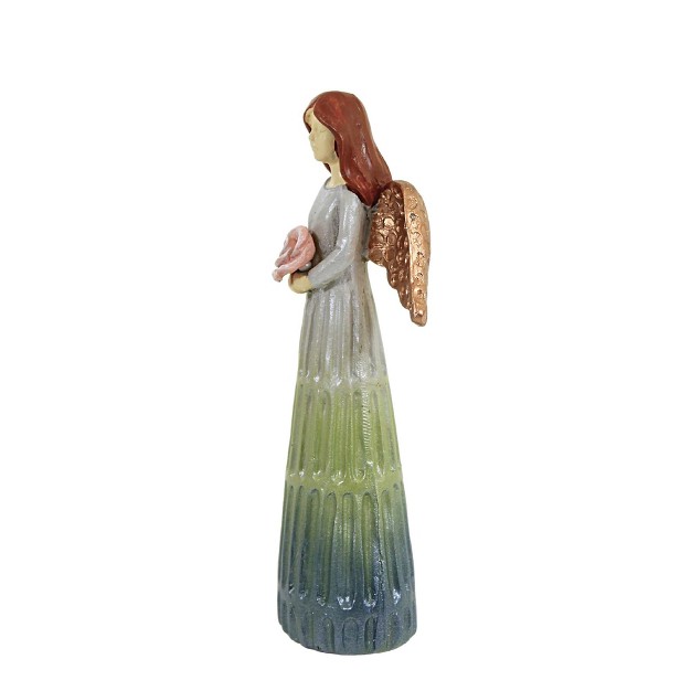 Figurine Angel Holding Flower One Figurine 4 75 Inches Mother x27 s Day Spring Polyresin Multicolored