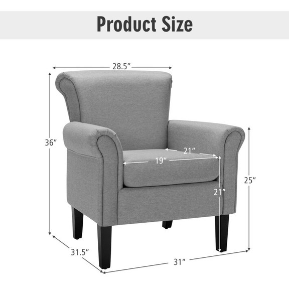 Costway 38019675 Upholstered Fabric Accent Chair w...