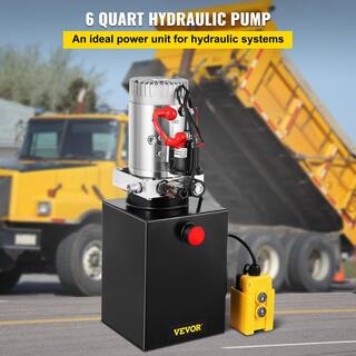 VEVOR Hydraulic Power Unit 6 Quart Hydraulic Pump Single Acting 3200 PSI Max Power Unit for Dump Trailer Car Lifting 12V DC 6LCZYYBTXDZY00001V0