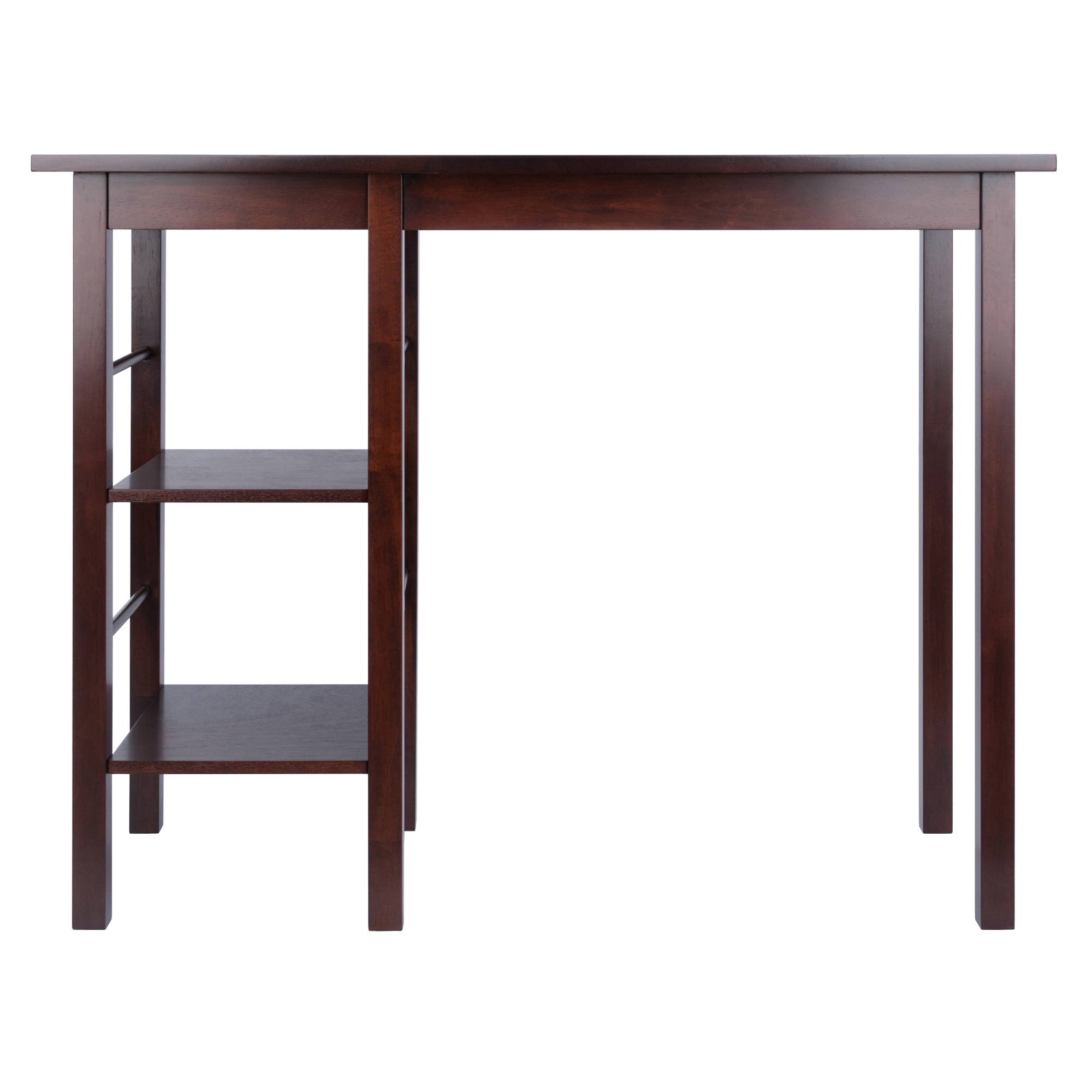 Winsome Wood Egan Breakfast Kitchen Island with Shelves， Walnut Finish