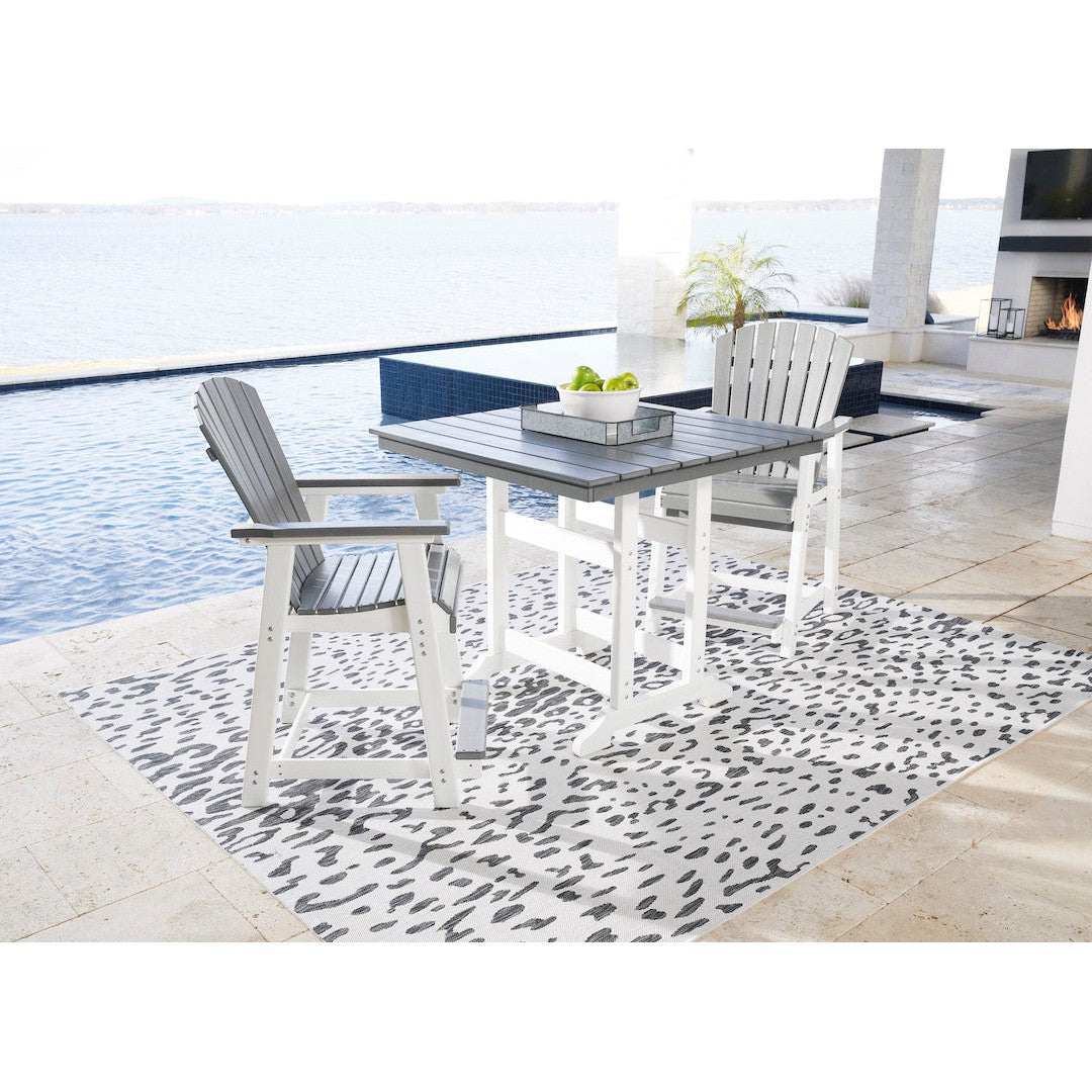 Poly Outdoor 5pc Dining Set in Grey & White Two Tone 42 Square Counter Height