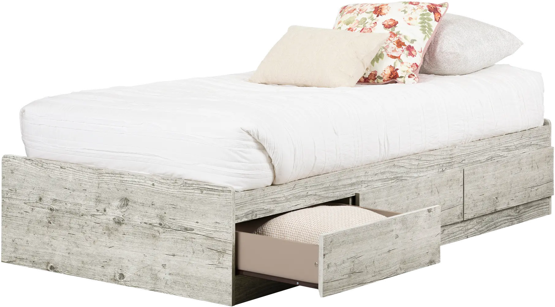 Navali Seaside Pine Twin Storage Platform Bed - South Shore