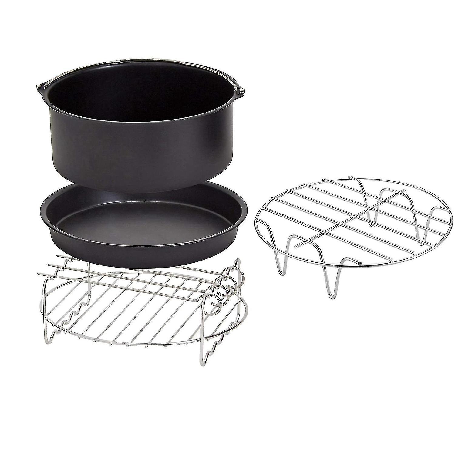 4 Pcs Air Fryer Accessories 6 Inch Fit For Airfryer 2.3-3.2qt Baking Basket Pizza Plate Grill Pot K