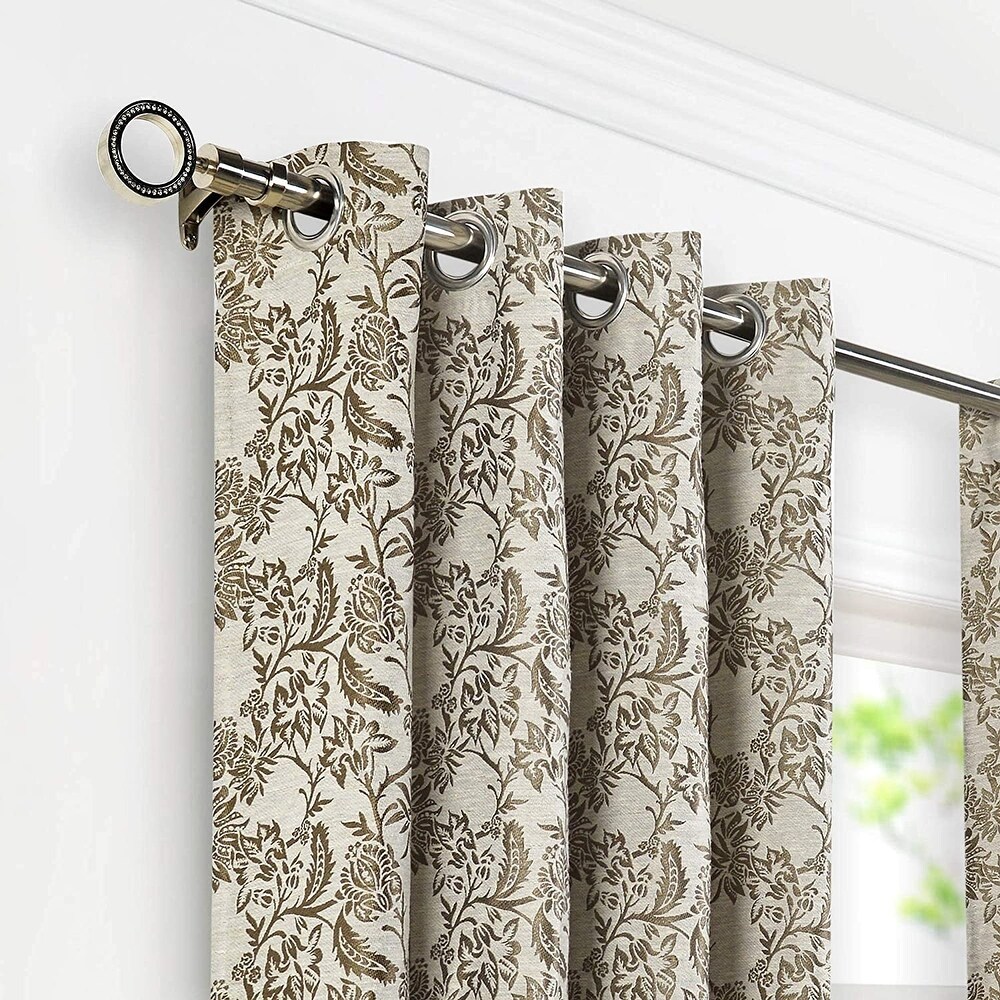 Deco Window 1 Inch Adjustable Nickel Curtain Rod for Windows   Doors Curtains with Round Finials   Brackets Set