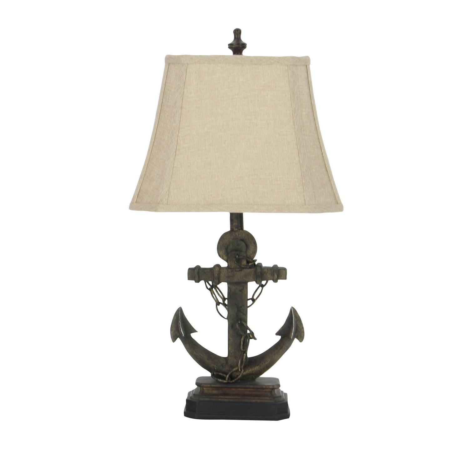 DecMode Brown Polystone Nautical Table Lamp 28 ， Set of 2