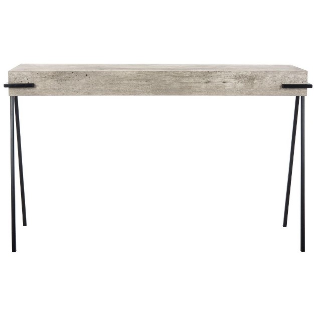 Jett Console Table Light Grey Faux Concrete black Safavieh