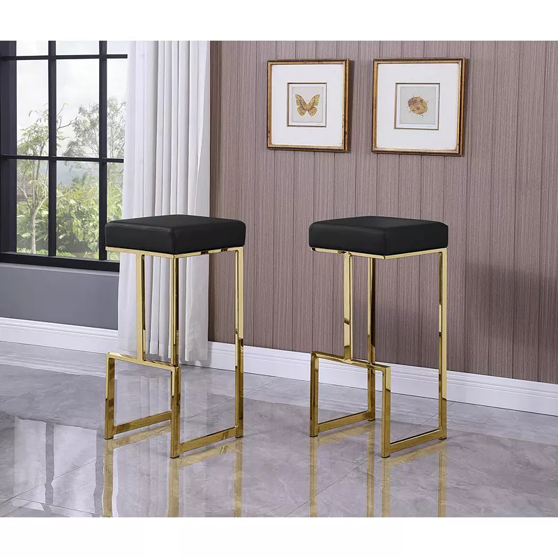 Best Master Furniture Dorrington Faux Leather Backless Bar Stool， Set of 2