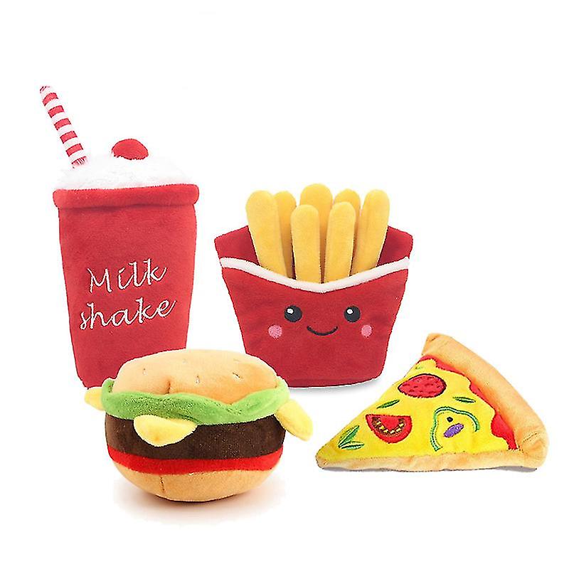 Hamburger Pet Plush Toy， Sounding Toy， French Fries， Hamburger Milkshake Cup With Bb Call， Sound Paper