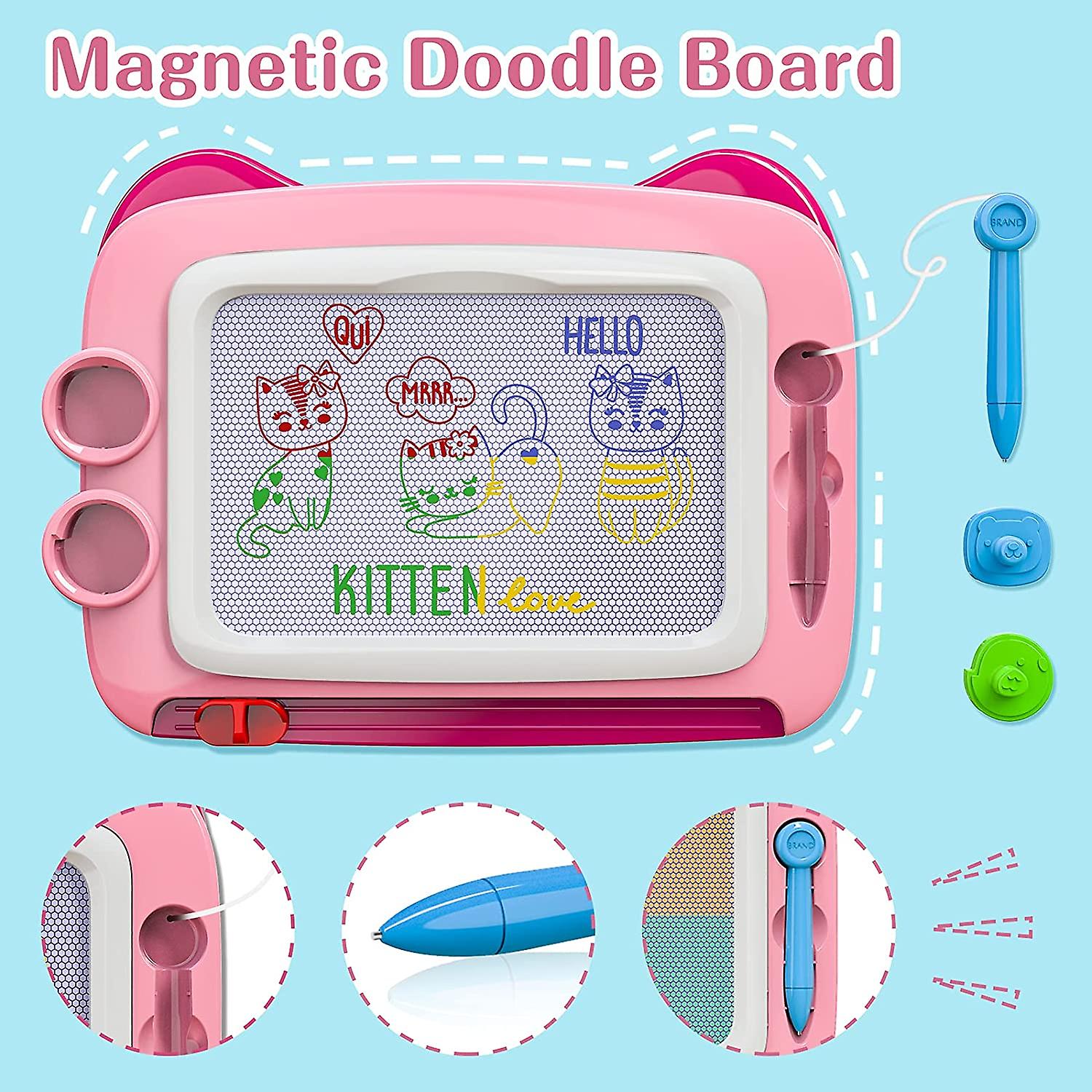 Baicccf Toys For 2 3 Year Old Girls Magnetic Drawing Board， Girls Toys Age 2 3 4 Mangna Doodle Board 4 Colour Erasable， Travel Toys For Girls Birthday