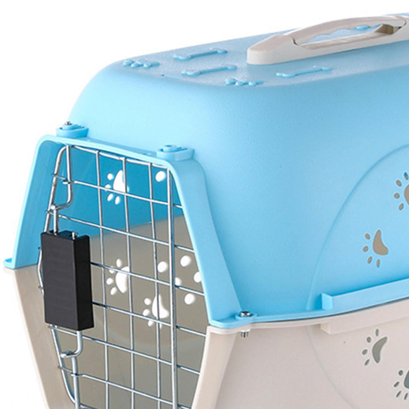 Portable Hard Sided Travel Carriers Kennel Tote Case Airline Carrying Breathable Cat Dog Cage for Puppy Rabbits Traveling Walking Hiking ， 58x40x36cm Blue