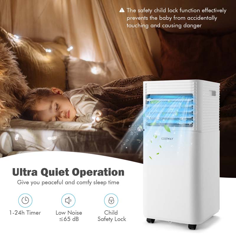 8000 BTU 3-in-1 Portable Air Conditioner Air Cooler Fan Dehumidifier with 4 Modes & 2 Speeds, Remote Control