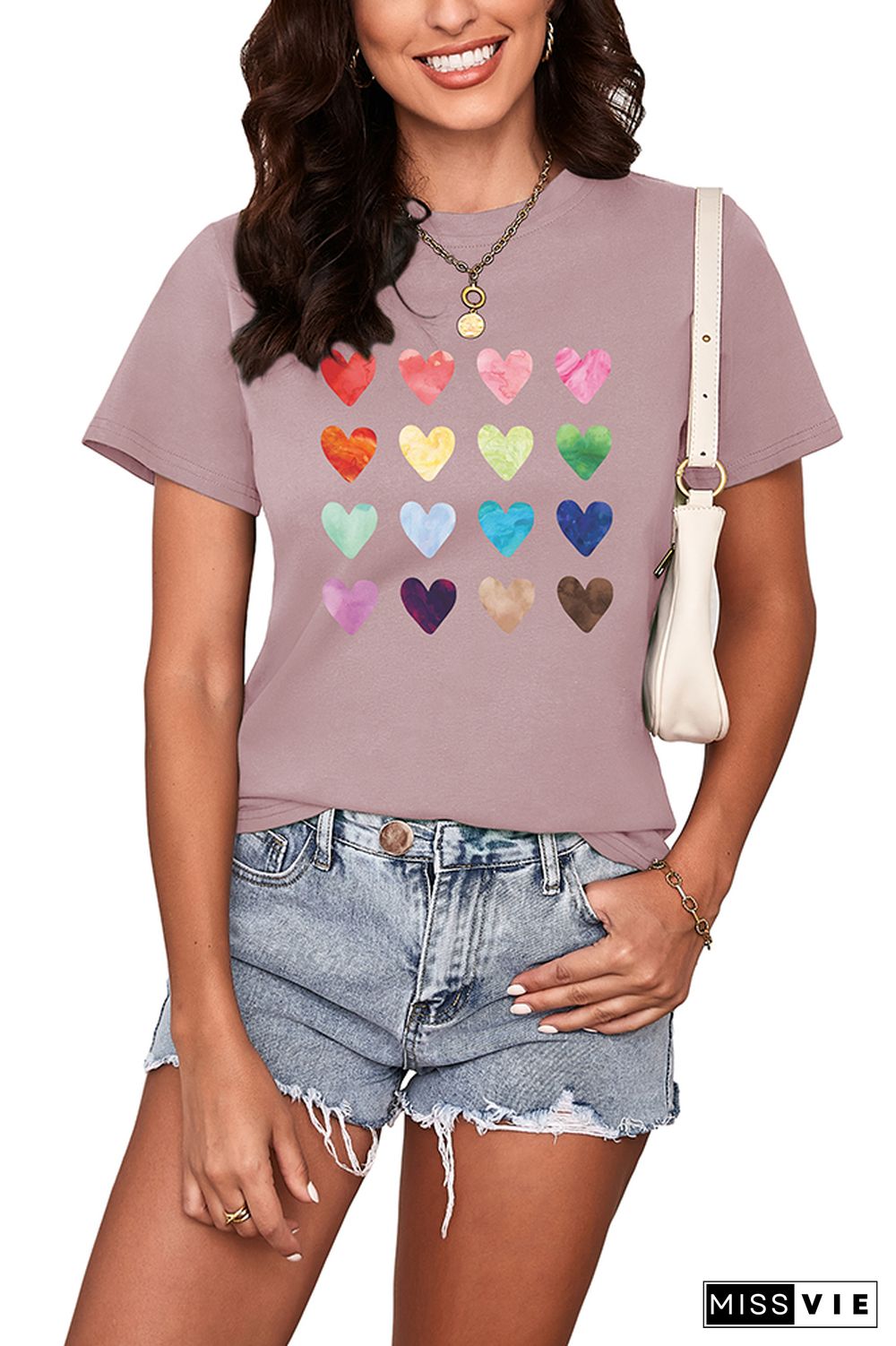 Watercolor Heart Tee, Heart Graphic Shirt Wholesale