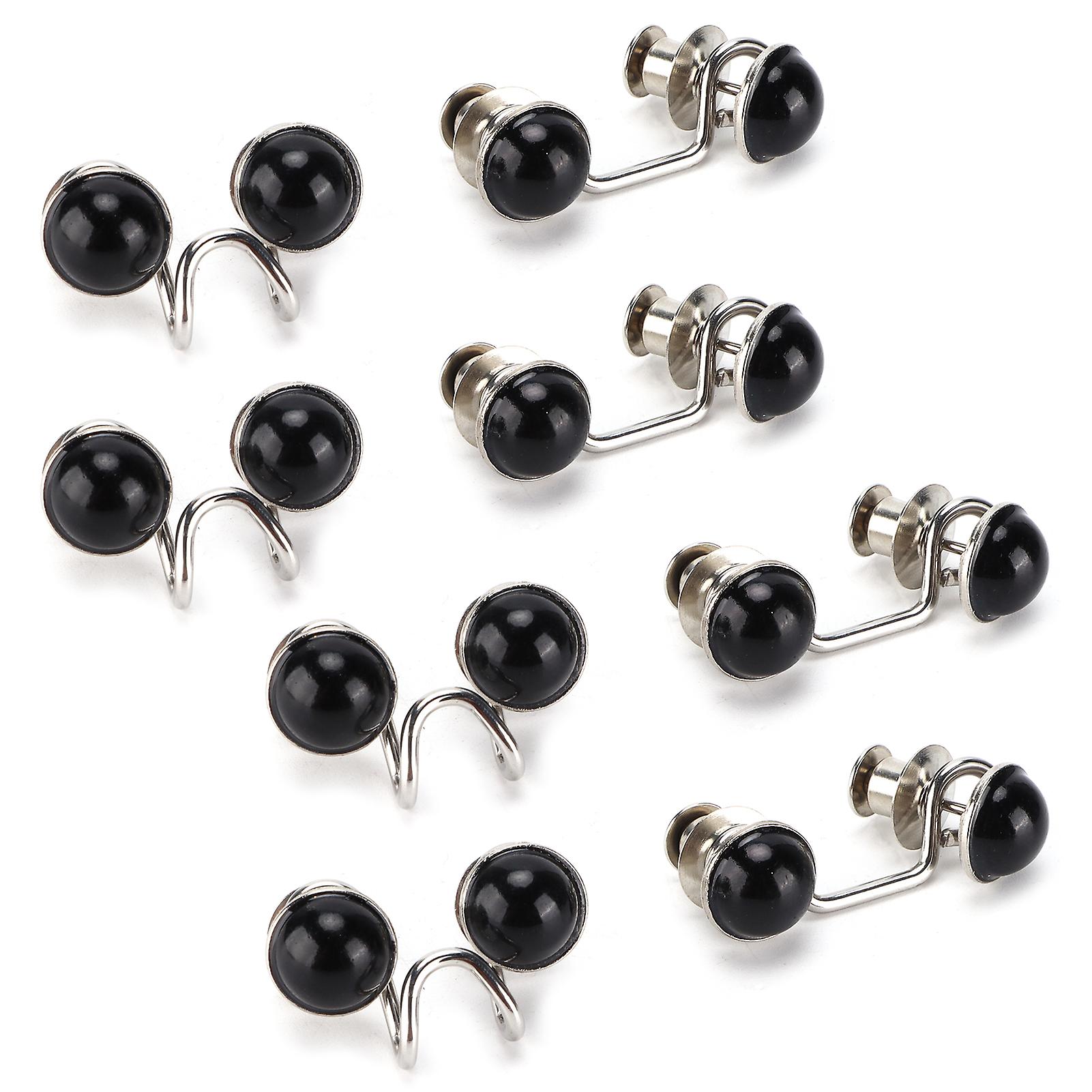 16pcs Button Pins Reusable Sturdy Durable Detachable Card Slot Design Convenient Jean Buttonsmall Black Pearl