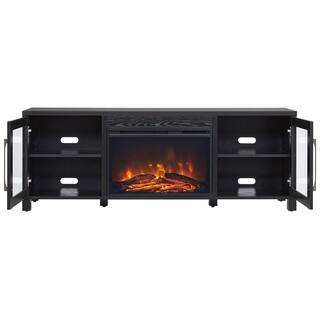 MeyerCross Quincy 68 in. Black Grain TV Stand with 26 in. Log Fireplace Fits TV's up to 75 in. TV1803