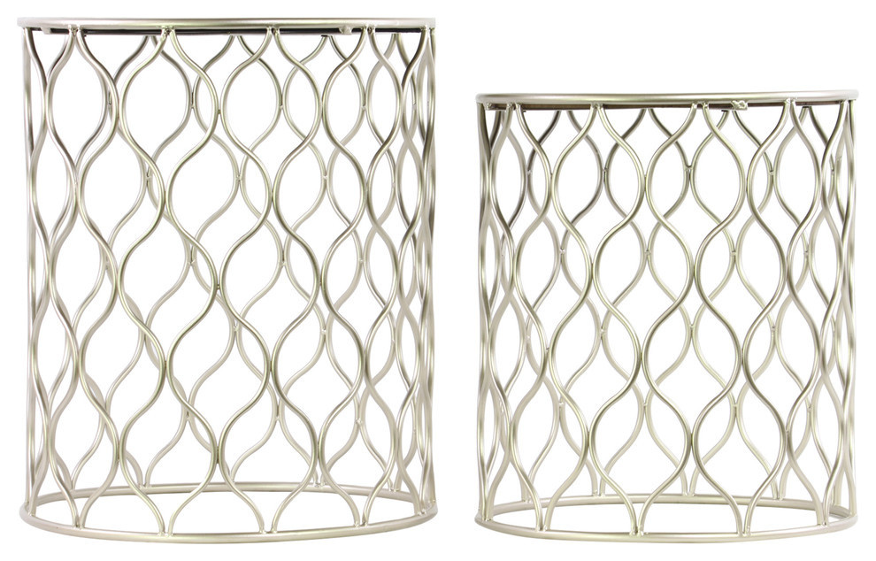 Urban Trends Metal Accent Table 2 Piece Set  Champagne   Contemporary   Coffee Table Sets   by Urban Trends Collection  Houzz