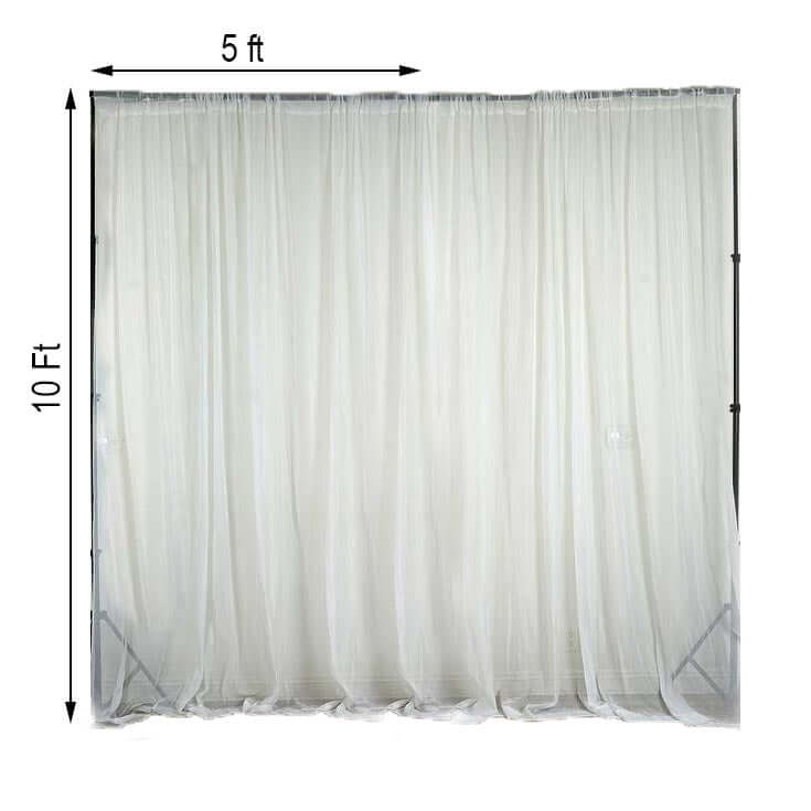 2 Pack White Chiffon Backdrop Drape Curtains, Inherently Flame Resistant Sheer Premium Organza Event Divider Panels With Rod Pockets - 10ftx10ft