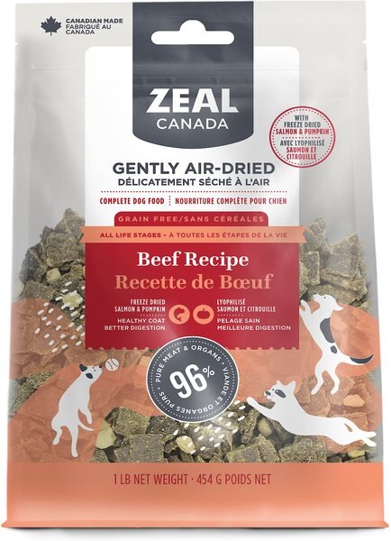 Zeal Canada Gently Beef Recipe and Freeze-Dried Salmon and Pumpkin Grain-Free Air-Dried Dog Food