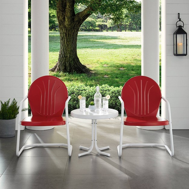 Griffith 2pc Outdoor Conversation Set Bright Red Crosley