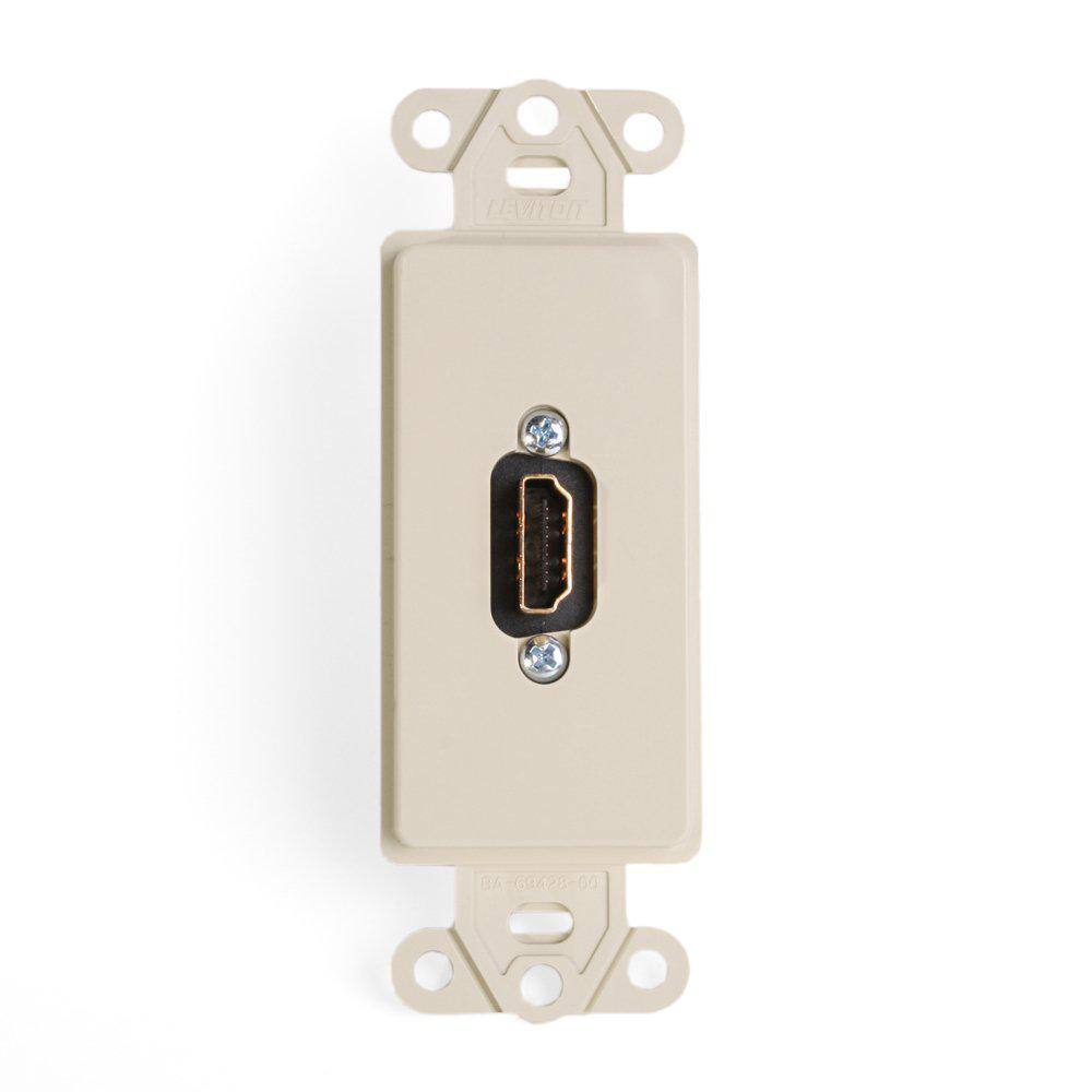 Leviton Decora Insert with QuickPort HDMI Feedthrough Connector Ivory 41647-I