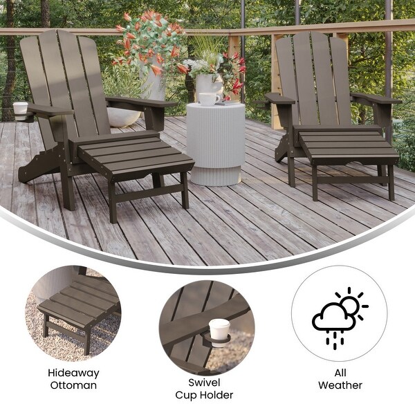 Commercial AllWeather Adirondack Chair with Pullout Ottoman and Cupholder