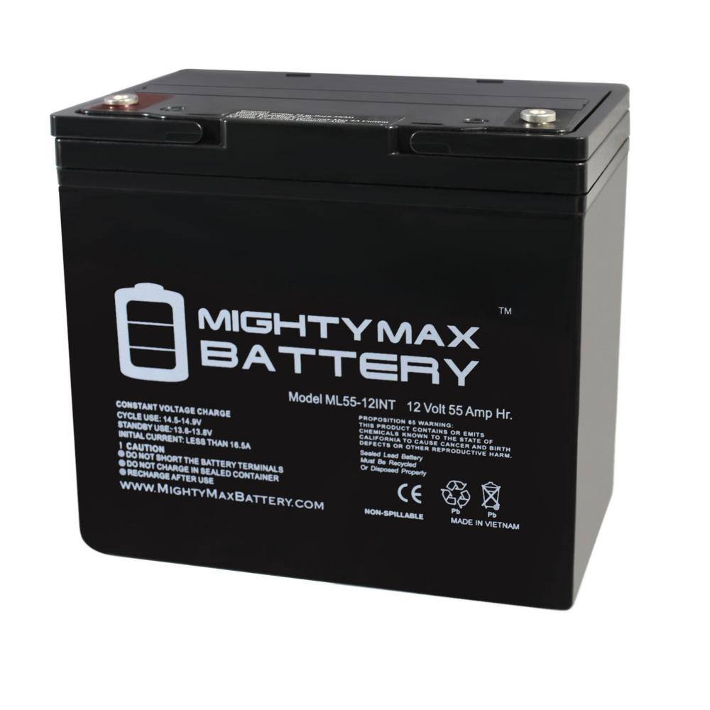 MIGHTY MAX BATTERY 12V 55AH Internal Thread Battery for Renogy PV Solar Panels MAX3555596