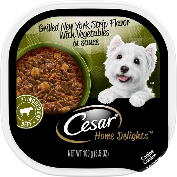 Cesar Home Delights Grilled New York Strip Flavor with Vegetables in Sauce Dog Food Trays