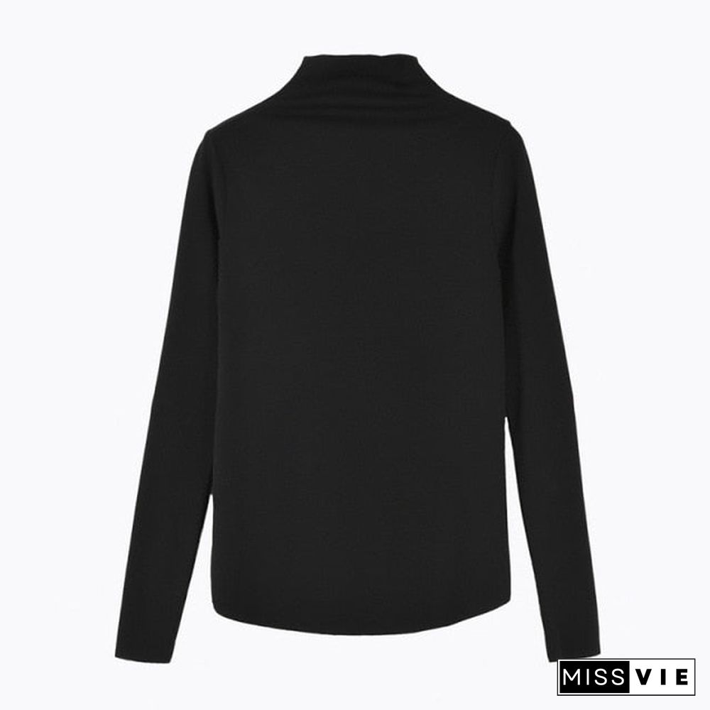 Plus Size Turtleneck Sweater Women Winter Autumn Long Sleeve Elasticity Bottoming Tops Solid Color Slim Fit Warm Knit Pullovers