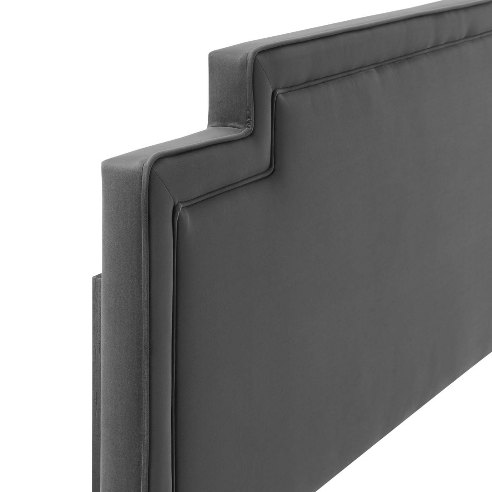 Transfix Performance Velvet Full/Queen Headboard  Charcoal   Transitional   Headboards   by Homesquare  Houzz