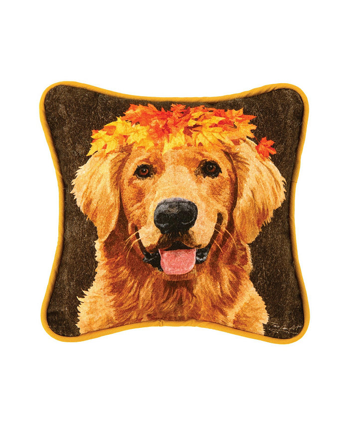 CandF Home Golden Autumn Lab Printed Throw Pillow