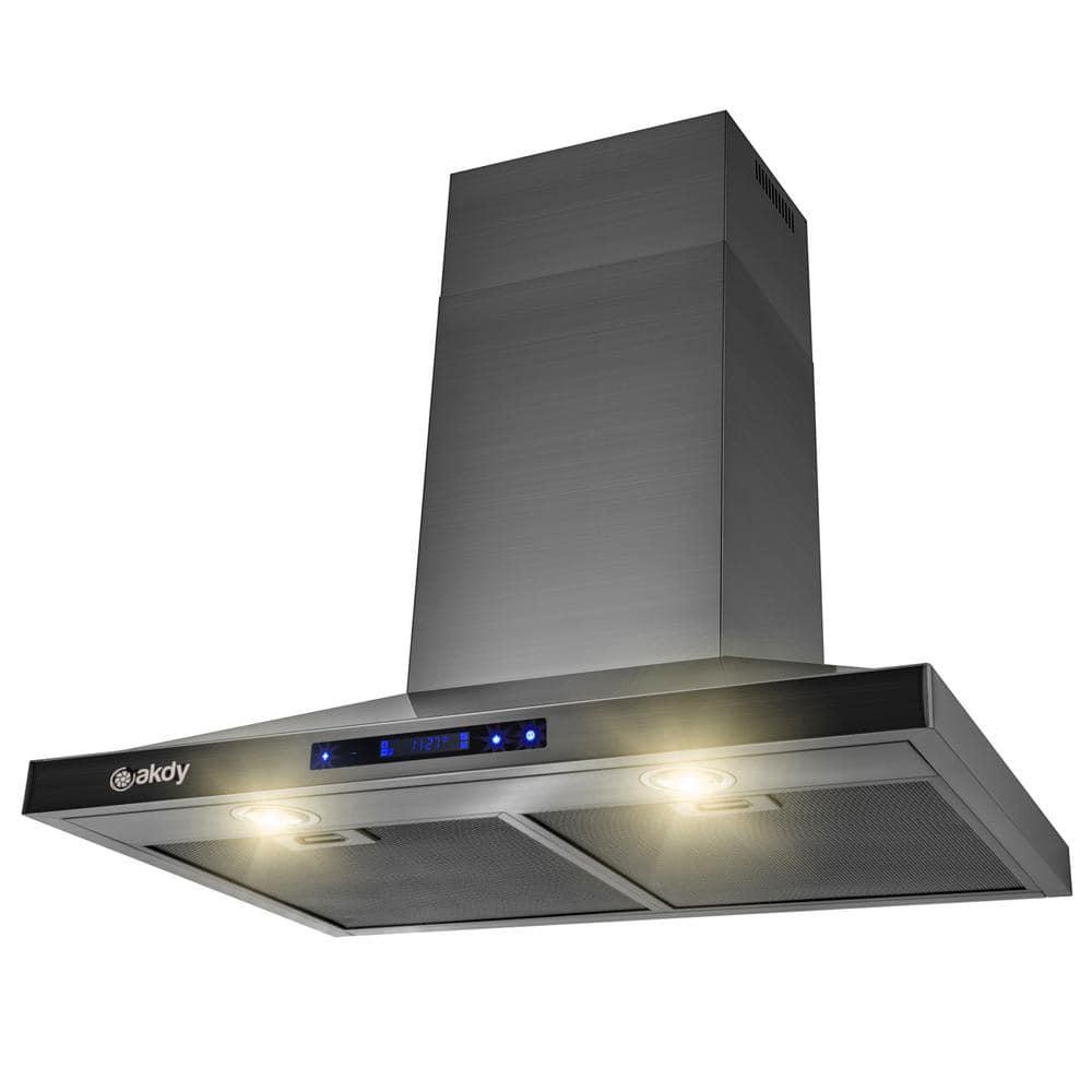 AKDY 30 in 343 CFM Convertible Wall Mount Black Stainless Steel Kitchen Range Hood with Touch Panel