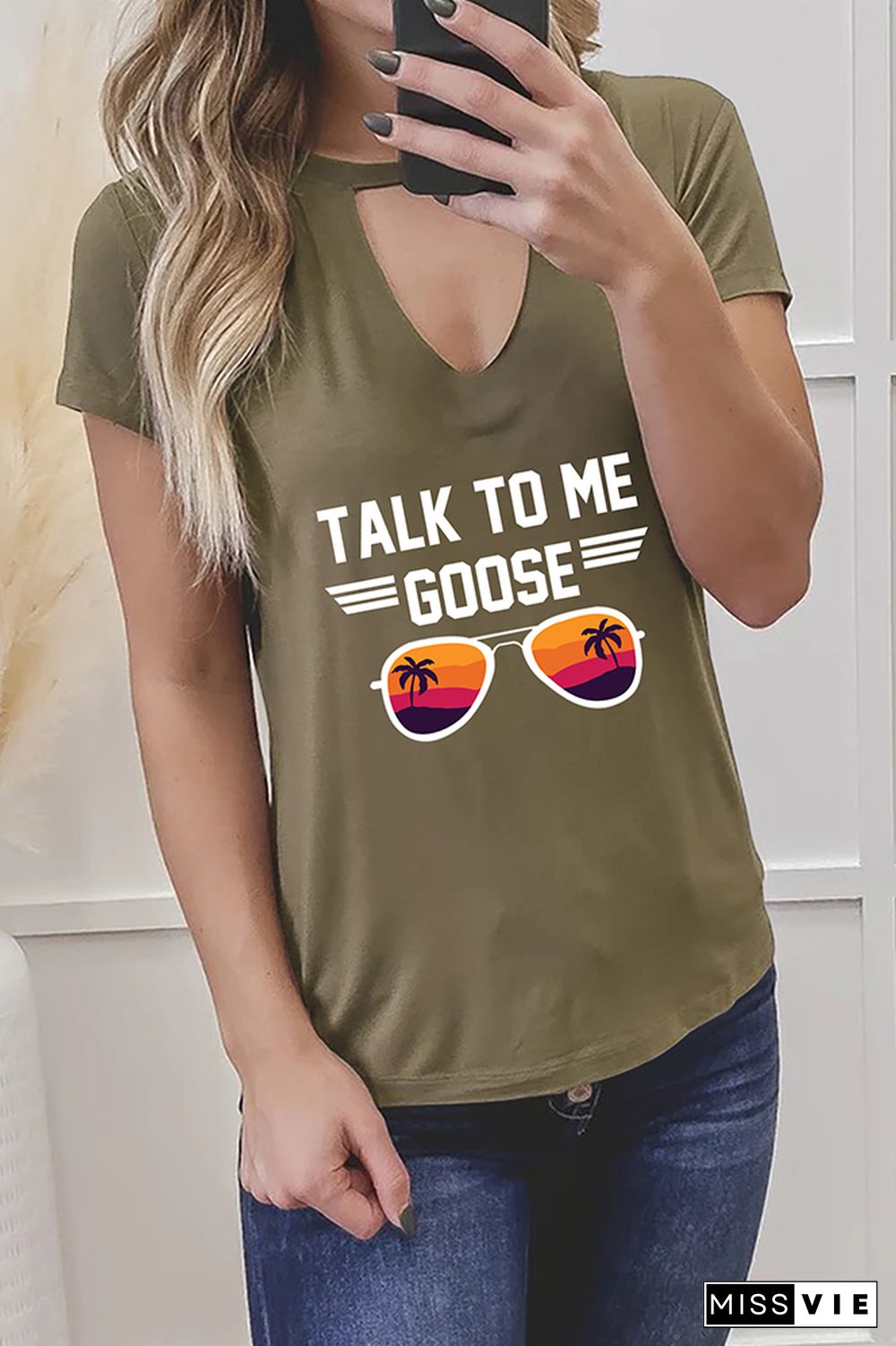 Talk To Me Goose Graphic Tees for Women Wholesale Short Sleeve T shirts Top