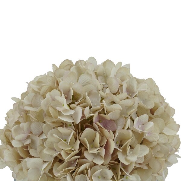 Faux Hydrangea in Matte Brown Tapered Zinc Cube