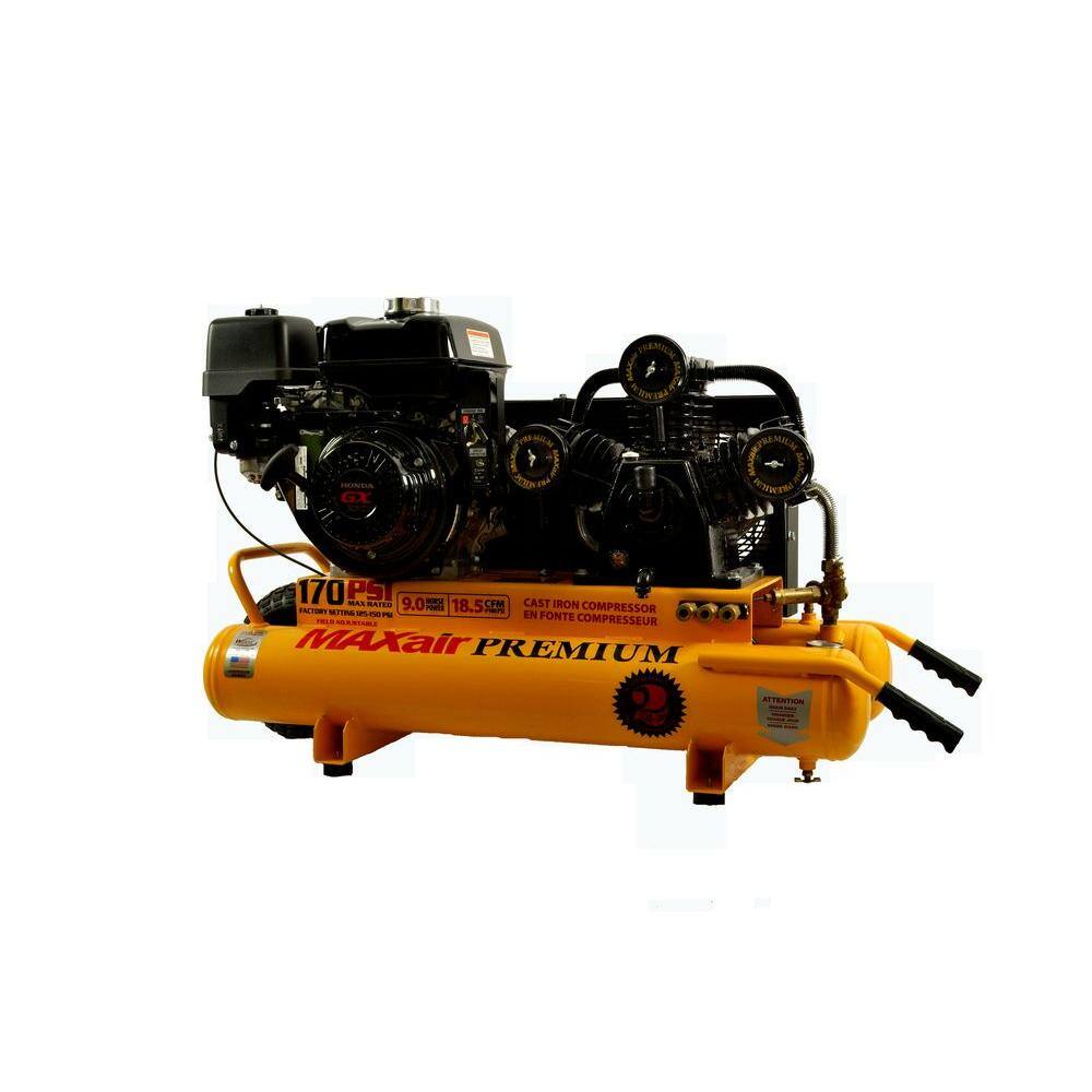 Maxair Premium Industrial 10 Gal. 9 HP GX270 Honda Twin Tank Wheelbarrow Air Compressor TT90G-MAP