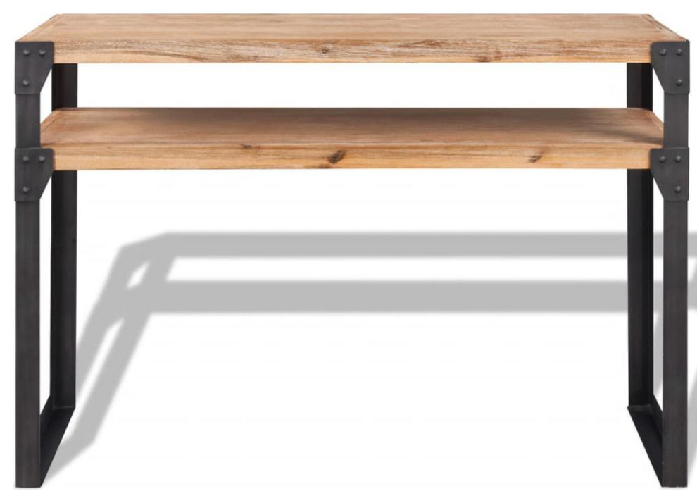 Vidaxl Console Table Solid Acacia Wood 47.2X15.7X33.5  243915   Industrial   Console Tables   by BisonOffice  Houzz