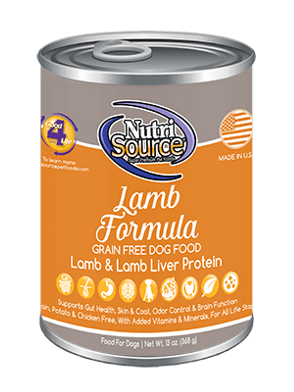 NutriSource Lamb Formula Grain Free Canned Dog Food， 13 Oz.