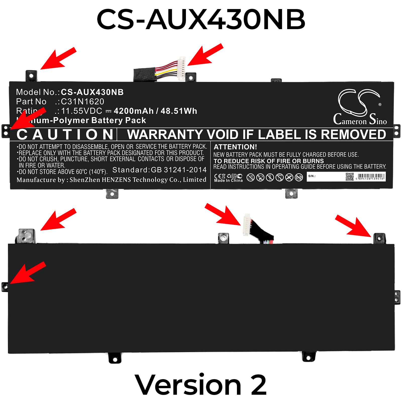 Asus BX430 BX430UA BX430UQ P5340FF PRO P5340 PRO P Replacement Battery BatteryClerkcom Laptop and Notebook