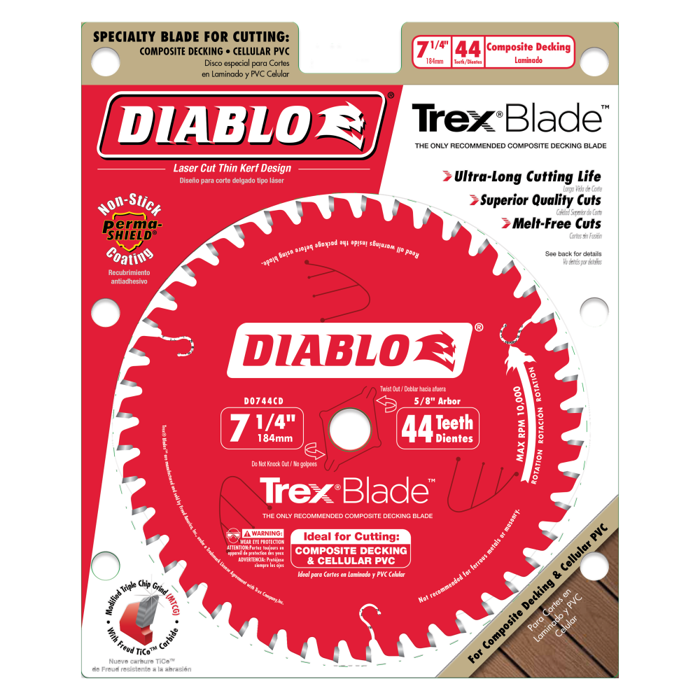 Diablo Tools 7-1/4 x 44 Tooth Composite Material/Plastics TrexBlade