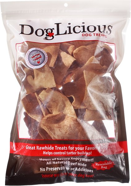 Canine's Choice DogLicious Peanut Butter Chips Rawhide Dog Treats， 1-lb bag