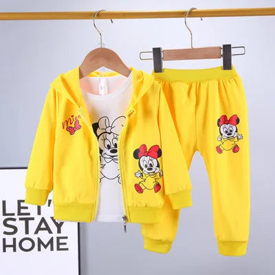 Baby Girls Boys Mickey Minnie Clothing Sets Spring Autumn Kids Outfits Hoodie+T-shirt+Pants Tracksuit Children Sport Suit