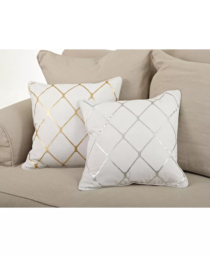 Saro Lifestyle Metallic Diamond Decorative Pillow， 18