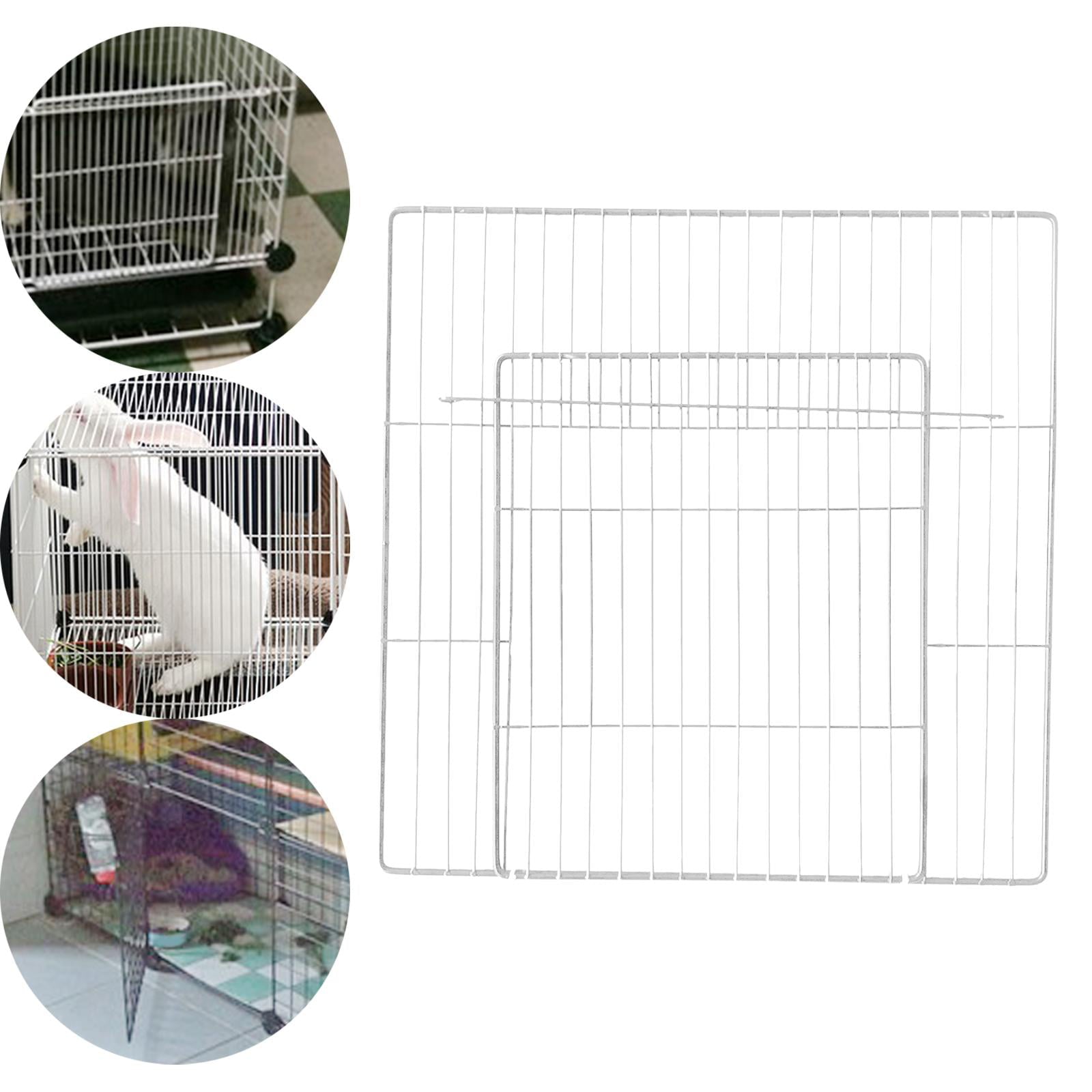 Pet Playpen Door Cage Metal Wire Puppy Fence Yard Indoor Small Animals Panel White Dense Grid