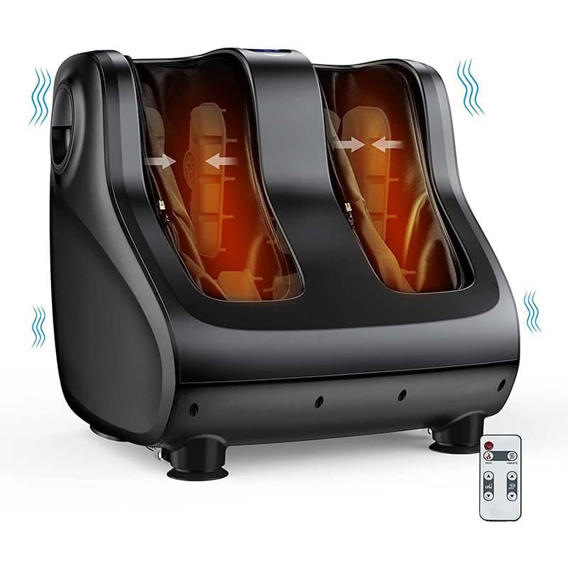 Foot & Calf Massager with Heat & Remote, Shiatsu Kneading Electric Massage Machine with Adjustable Tilt Base, Timer, LCD Screen