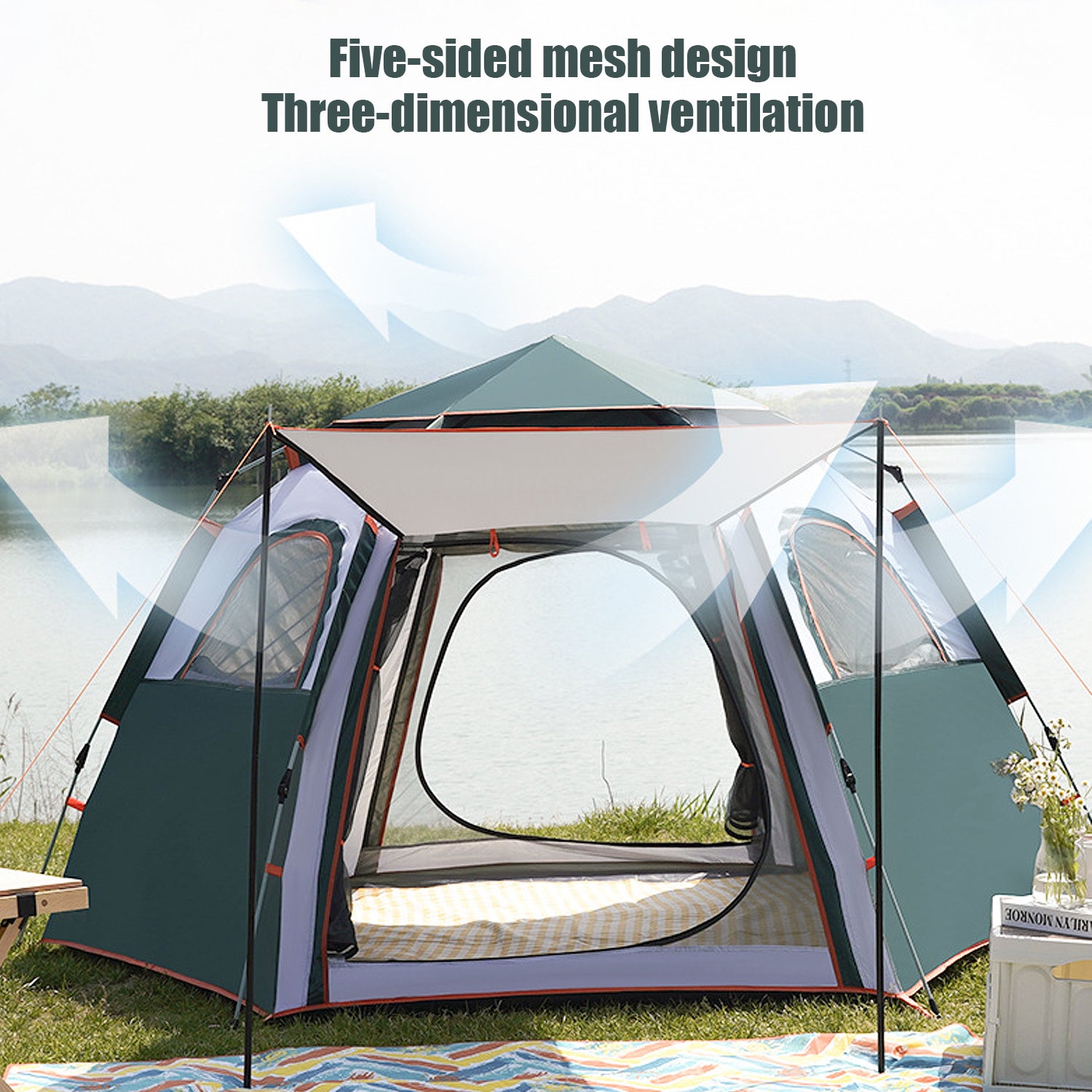 Camping Tent 3/4 Person， Family Dome Tent with Removable Rain Fly，Easy Set Up Pop Up Tents with Carry Bag