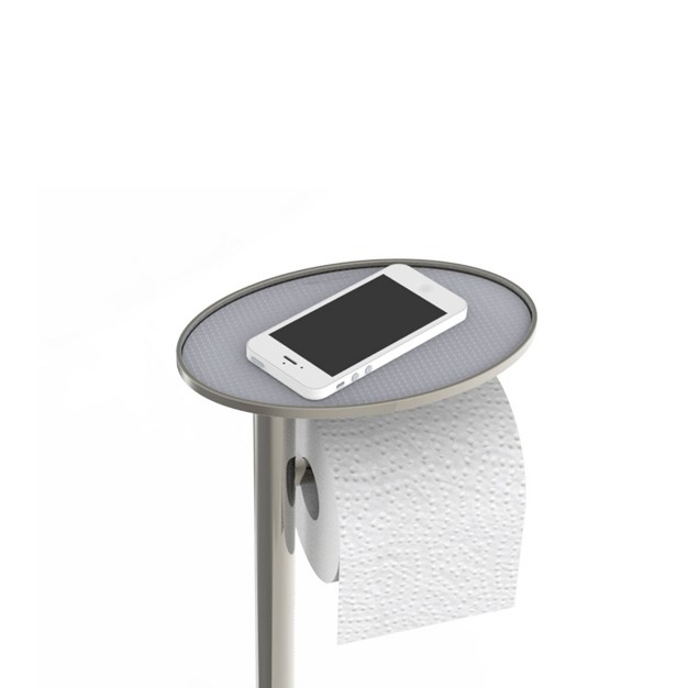 Ovo Multi Functional Toilet Caddy With Toilet Tissue Roll Reserve And Multi Use Tray Chrome Better Living Products