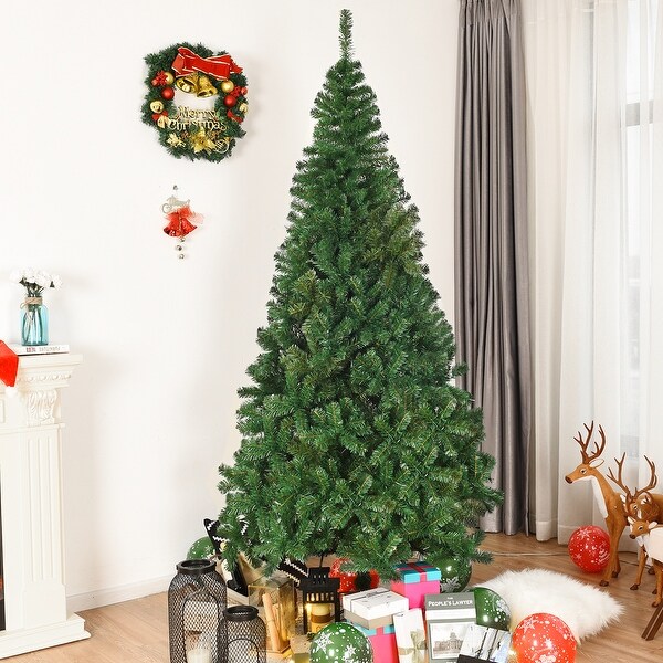 Costway 5Ft/6Ft/7Ft/8Ft Artificial PVC Christmas Tree W/Stand Holiday